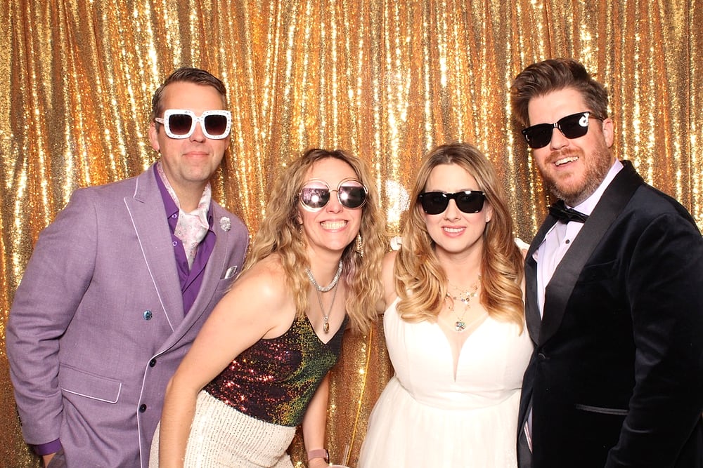 Friends in sunglasses at the Posed photo booth, Austin event